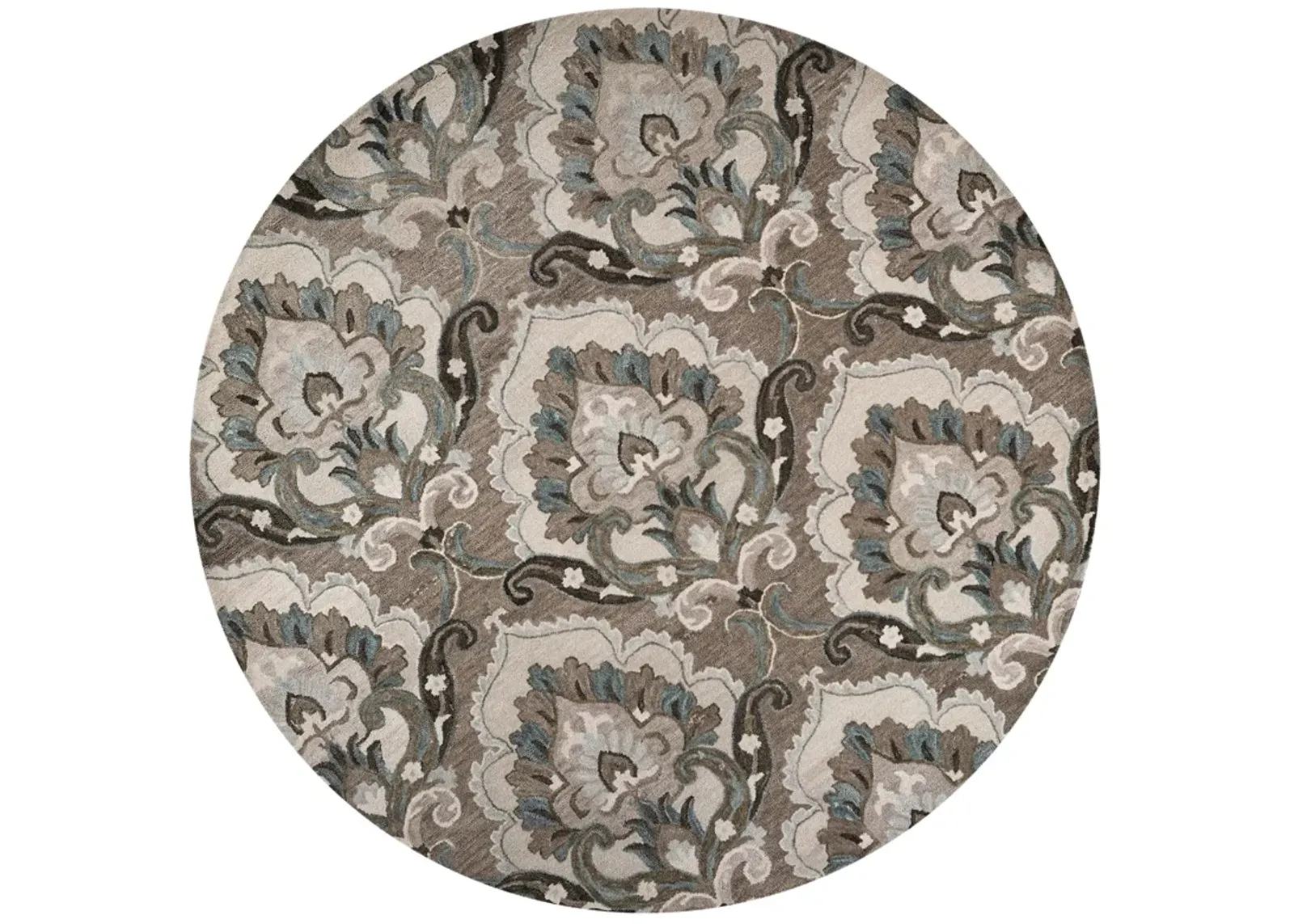 Leone Mocha Medallion Wool 10' Round Round Rug