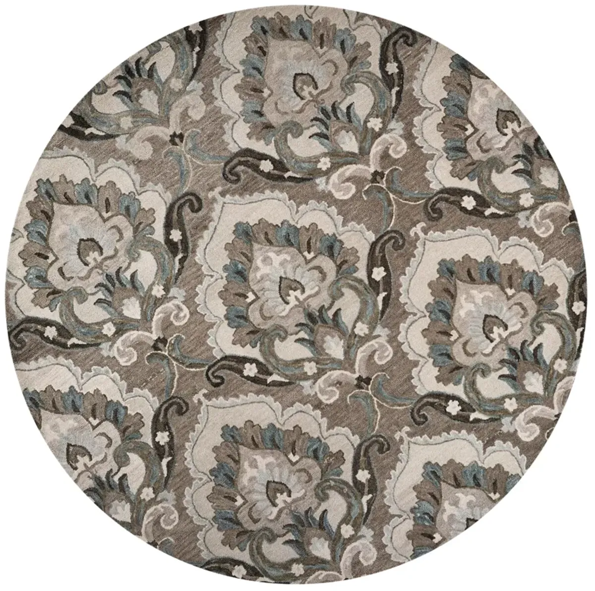 Leone Mocha Medallion Wool 10' Round Round Rug