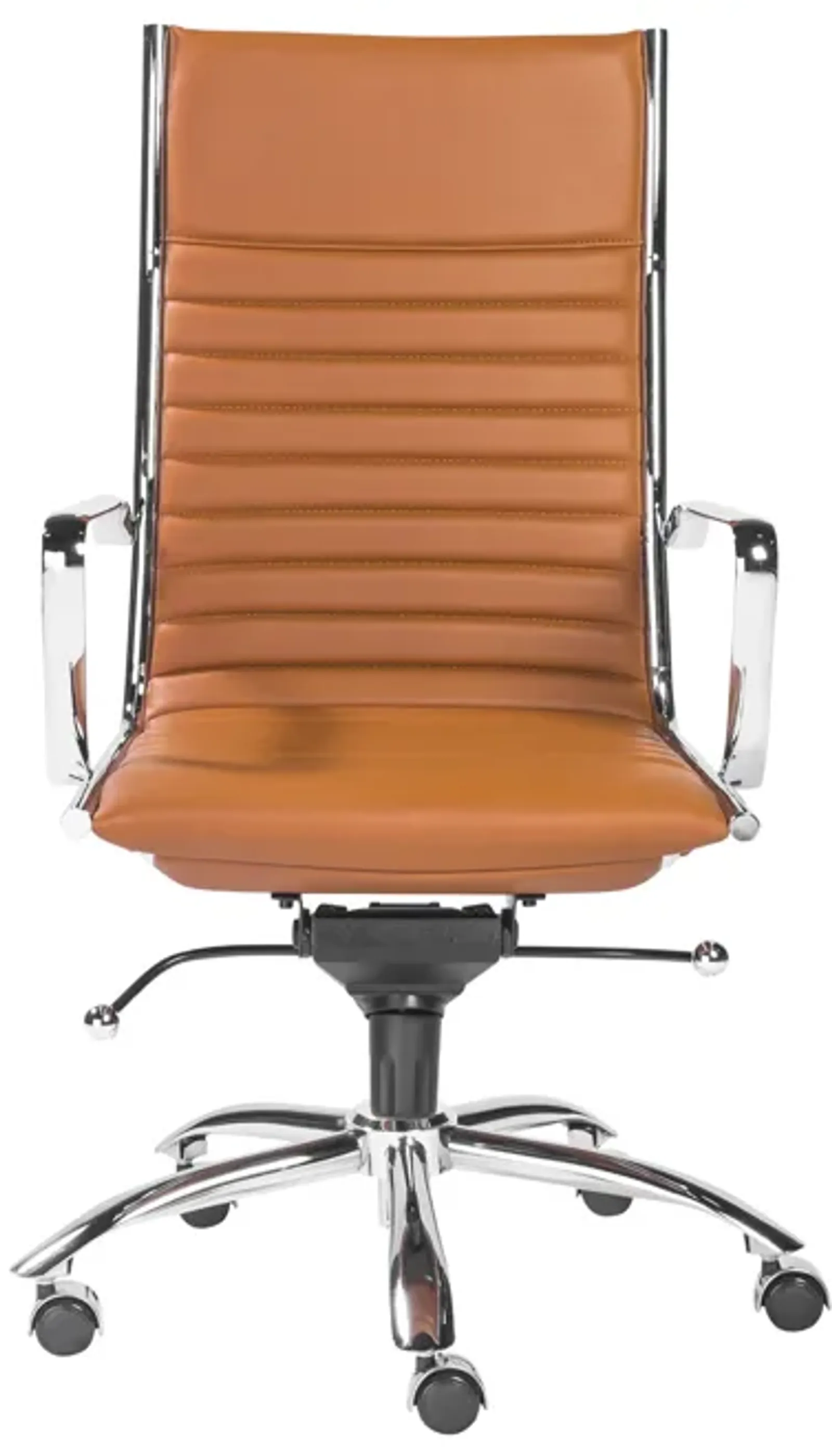 Dirk High Back Office Chair in Cognac with Chrome Base