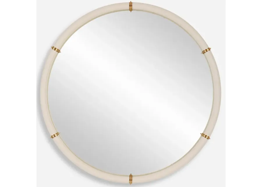 Cyprus White Round Mirror