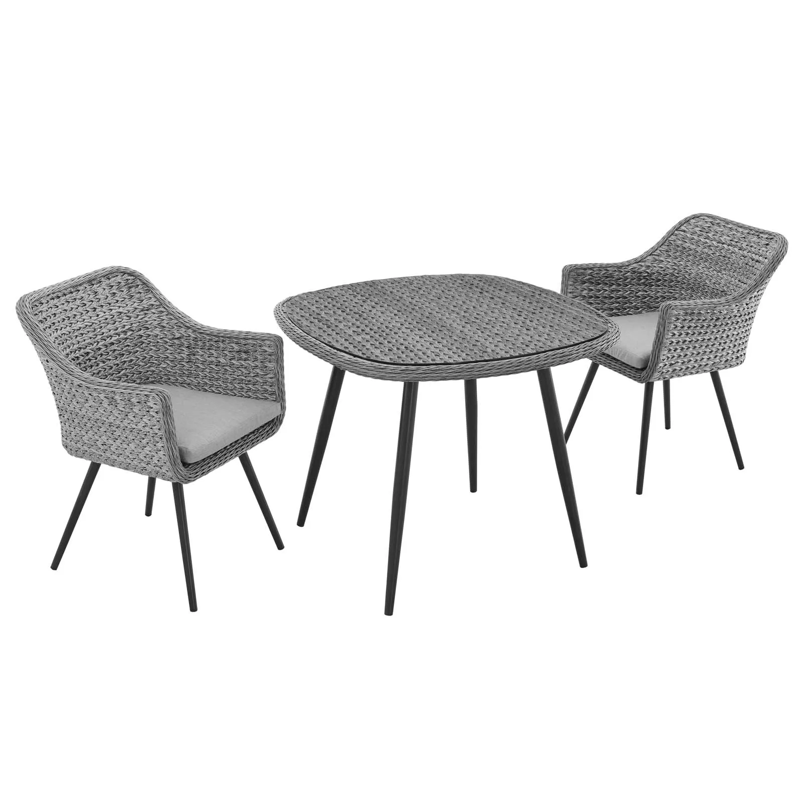 Endeavor 3 Piece Outdoor Patio Wicker Rattan Dining Set