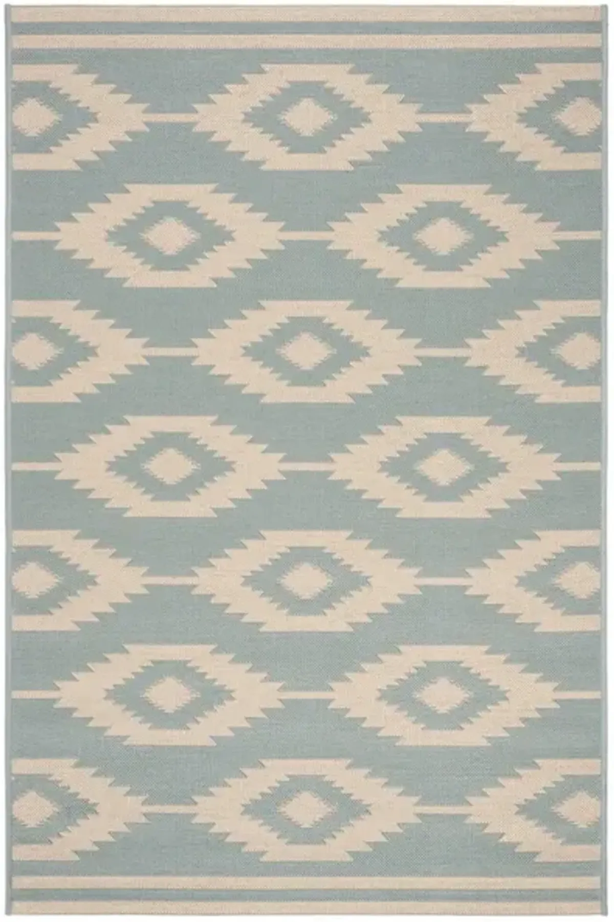 Safavieh BEACH HOUSE Collection BHS171L-5 Cream / Aqua 5'-3" X 7'-6"