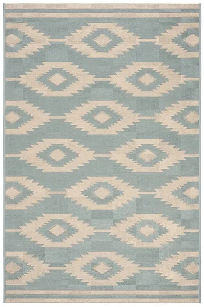 Safavieh BEACH HOUSE Collection BHS171L-5 Cream / Aqua 5'-3" X 7'-6"