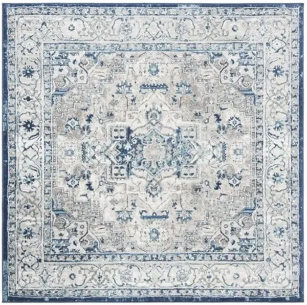 Brentwood 851 Light Grey / Blue 3' X 3' Square Square Powerloomed Rug