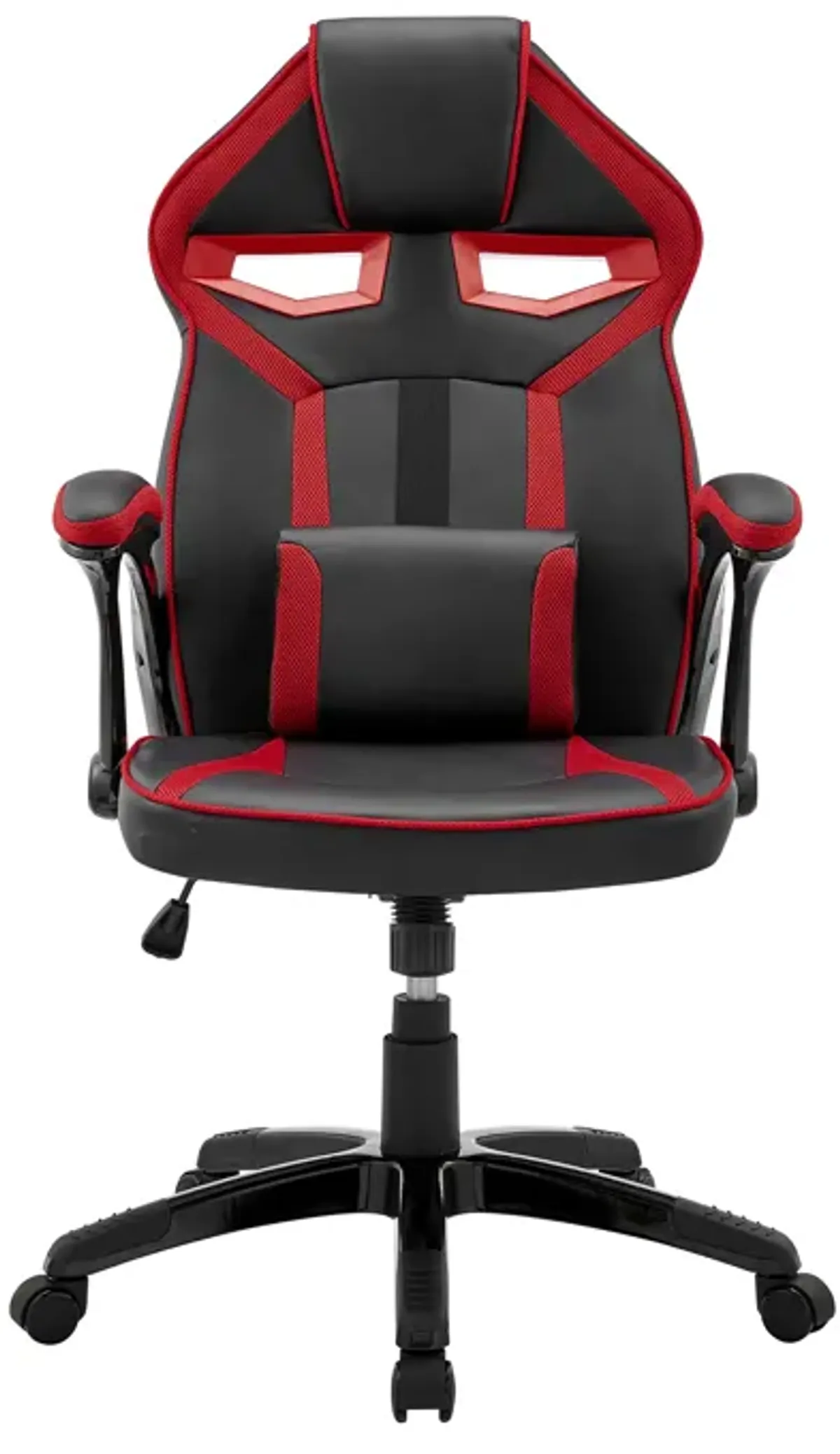 Aspect Adjustable Racing Gaming Chair in Black Faux Leather and Red Mesh with Lumbar Support Pillow