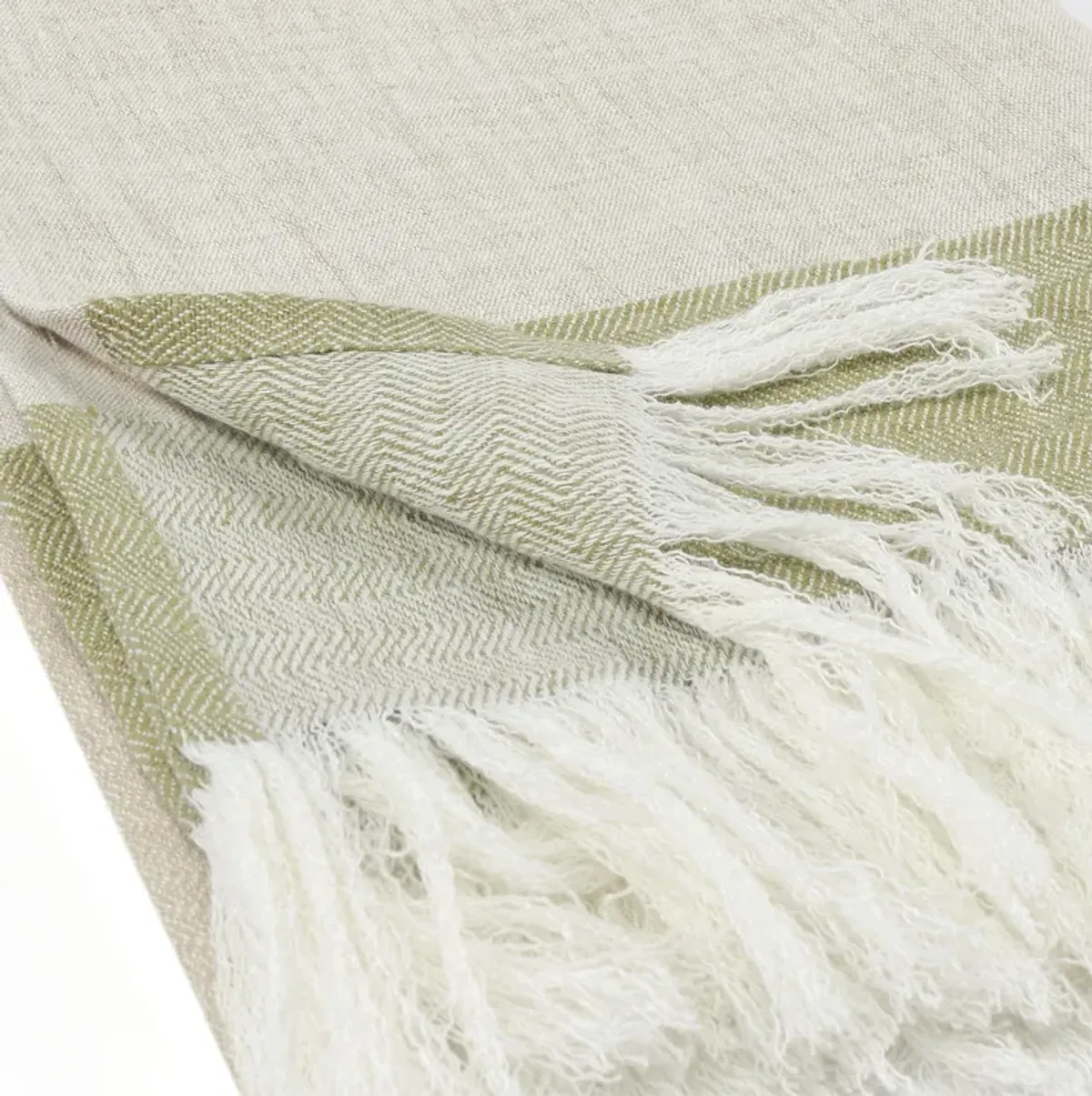 Talara 100% Belgian Linen Green Multicolor 50"x70" Throw Blanket Blanket