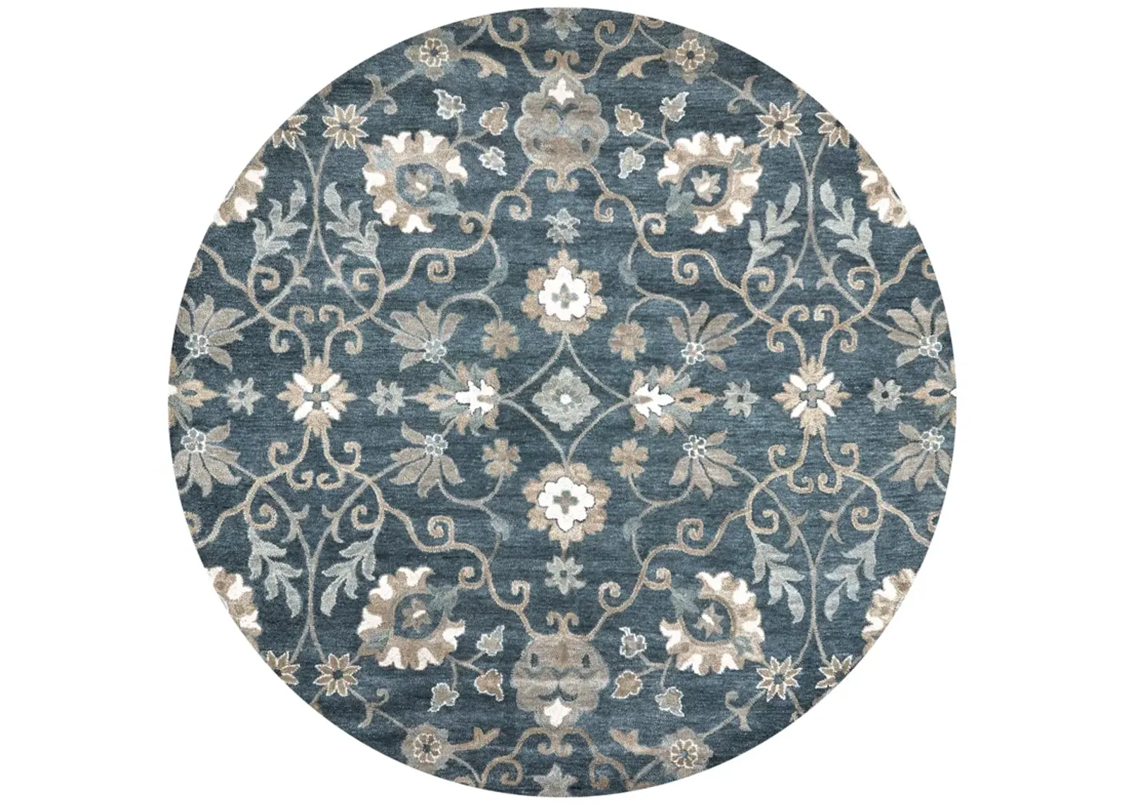 Leone Blue Traditional Motifs  Wool 10' Round Round Rug