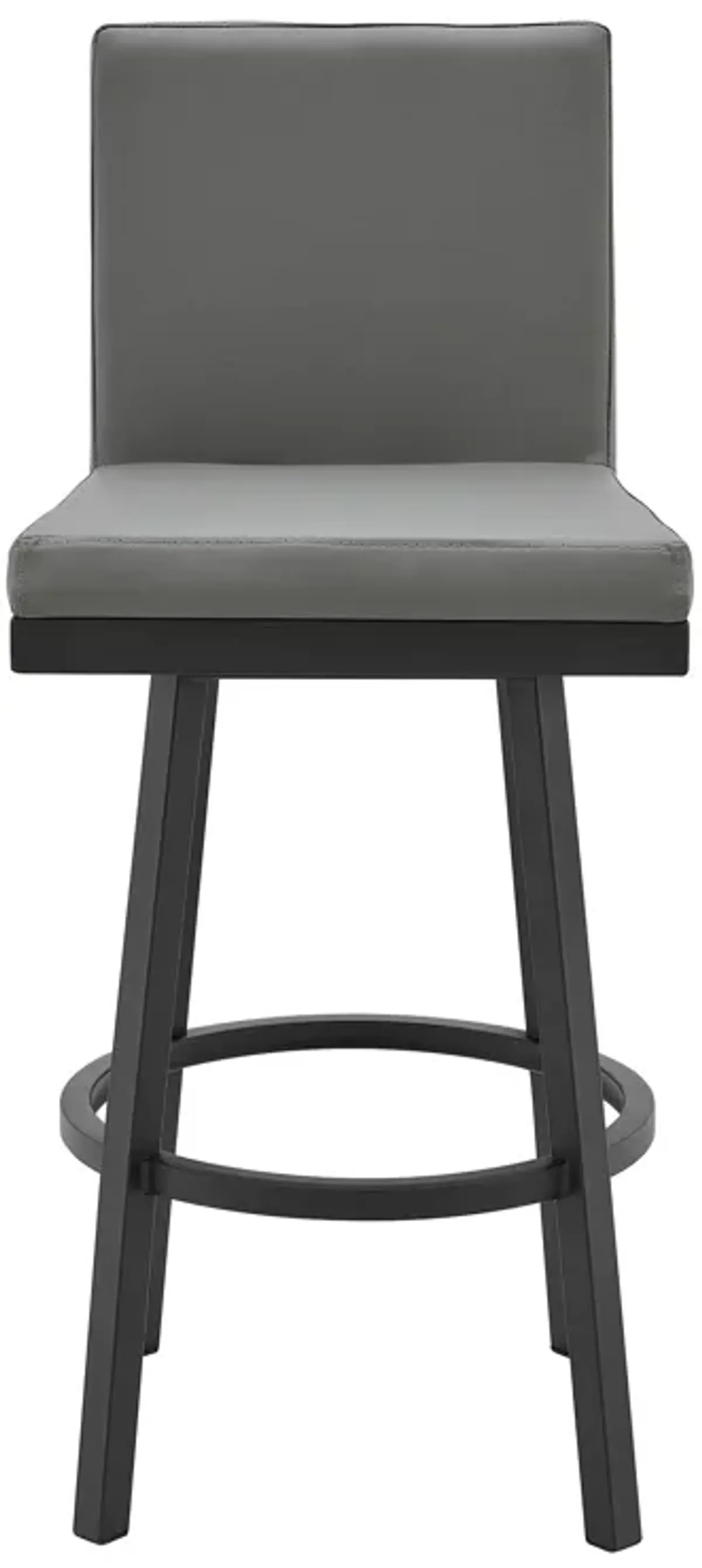 Rochester Swivel Modern Metal and Gray Faux Leather Bar and Counter Stool