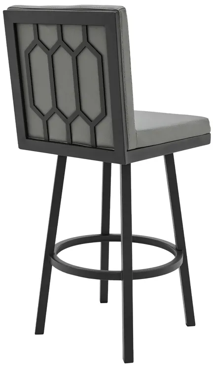 Rochester Swivel Modern Metal and Gray Faux Leather Bar and Counter Stool