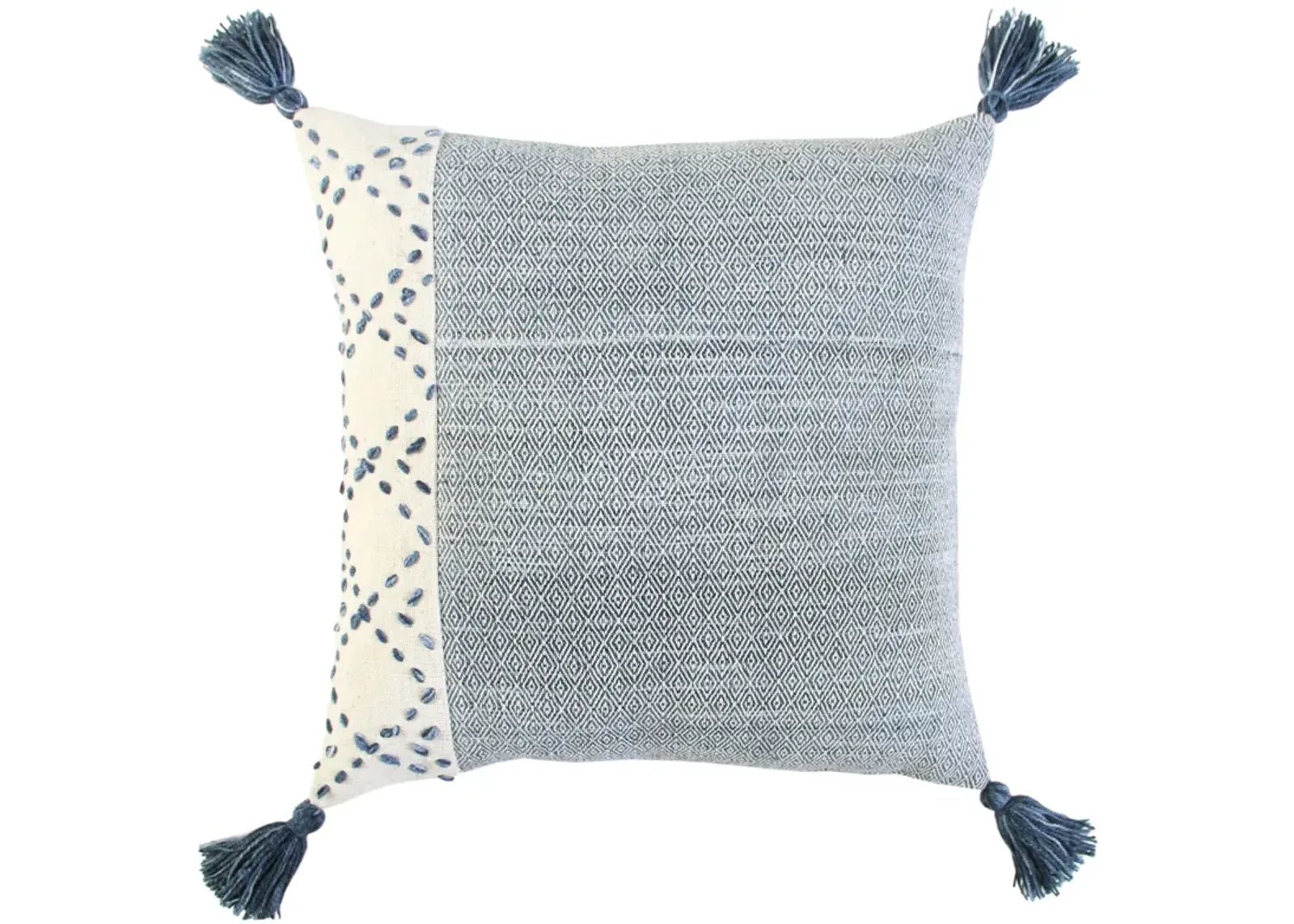 INDOOR OUTDOOR Color Block Ivory/Blue Pillow