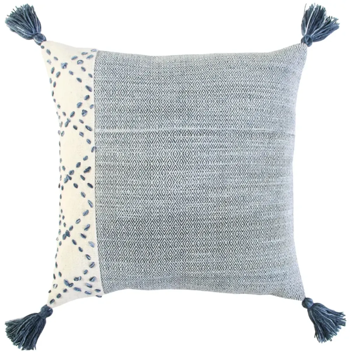 INDOOR OUTDOOR Color Block Ivory/Blue Pillow