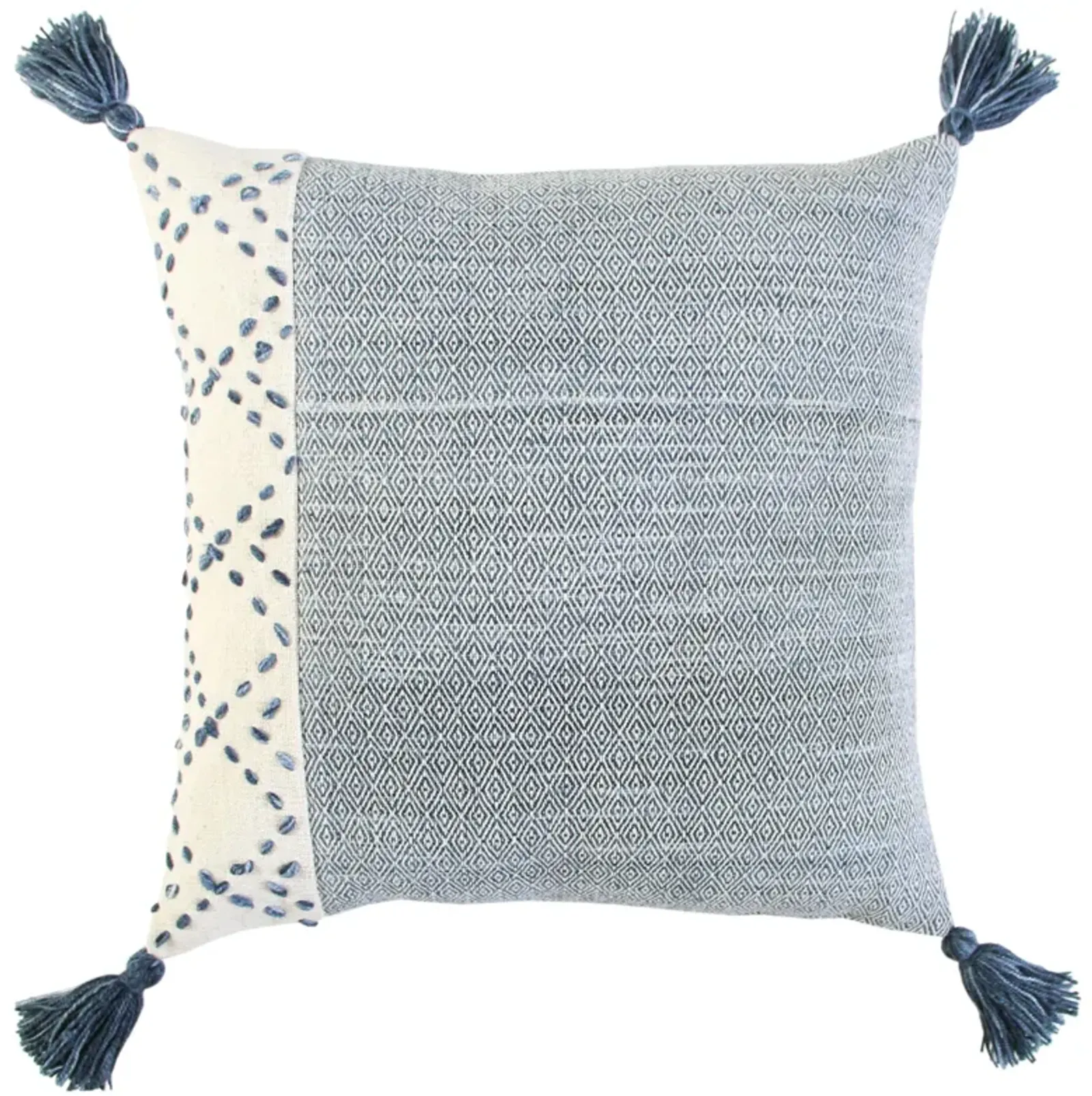 INDOOR OUTDOOR Color Block Ivory/Blue Pillow