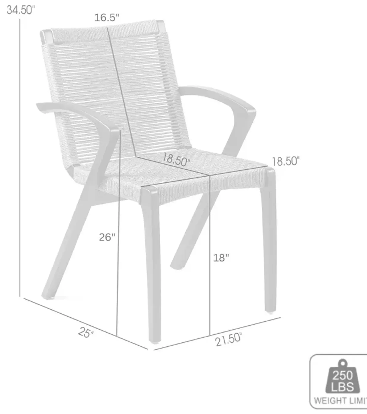 Nabila Outdoor Dark Eucalyptus Wood and Gray Rope Dining Chairs - Set of 2