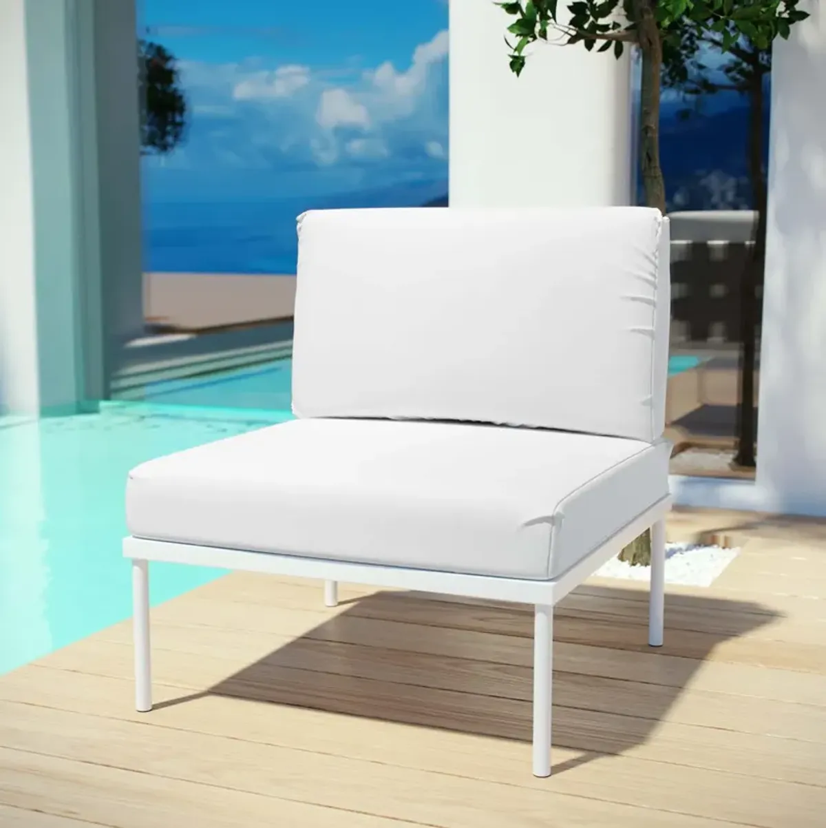 Harmony Armless Outdoor Patio Aluminum Chair