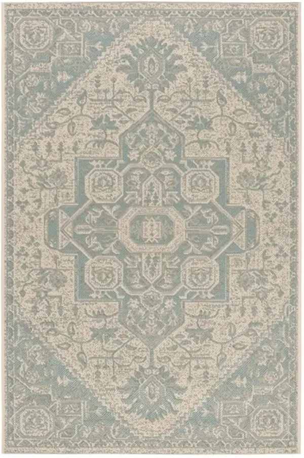 Safavieh BEACH HOUSE Collection BHS138K-3 Aqua / Cream 3' X 5'