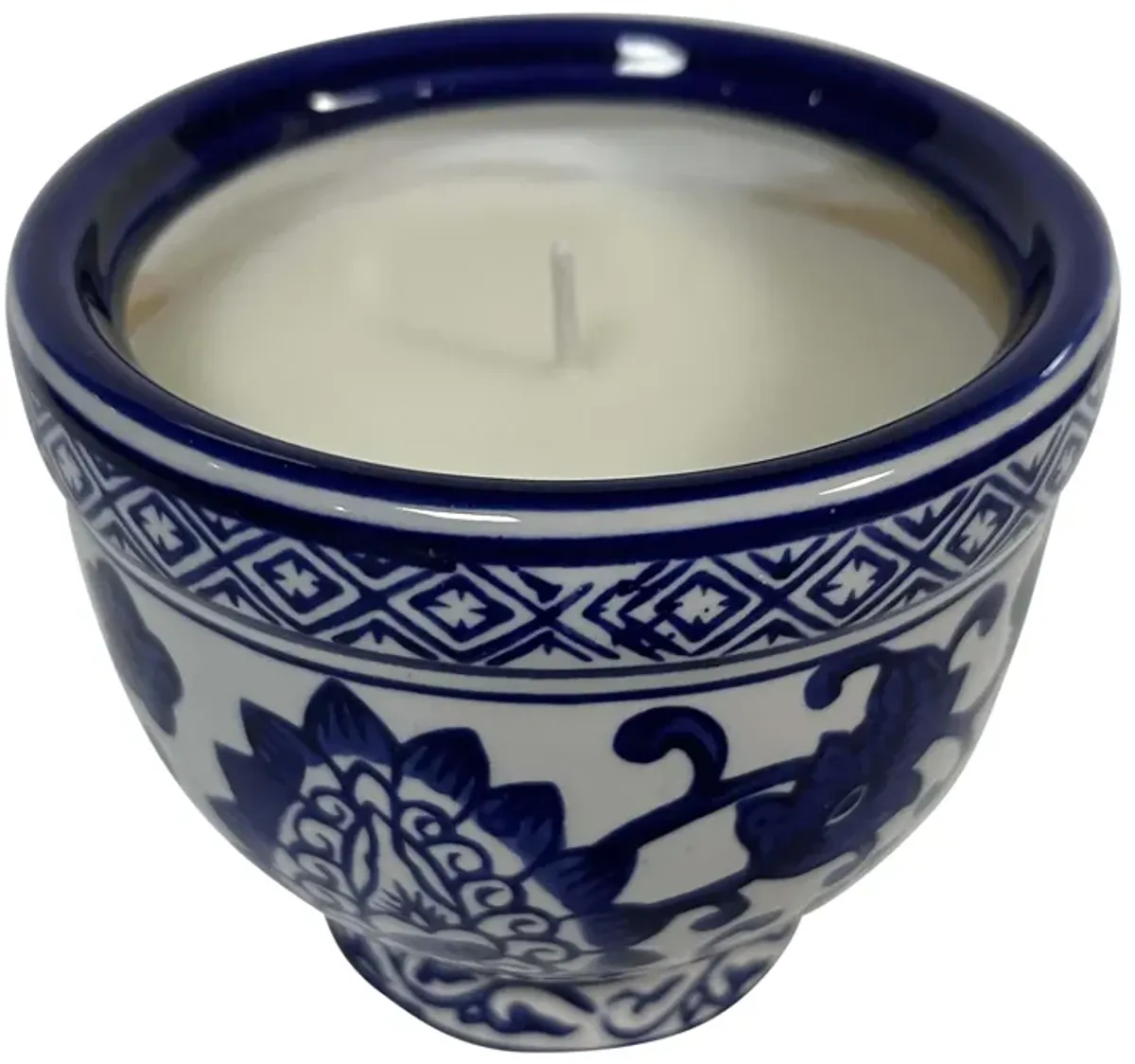 4", 6oz Bowl Chinoiserie Candle, Blue/white