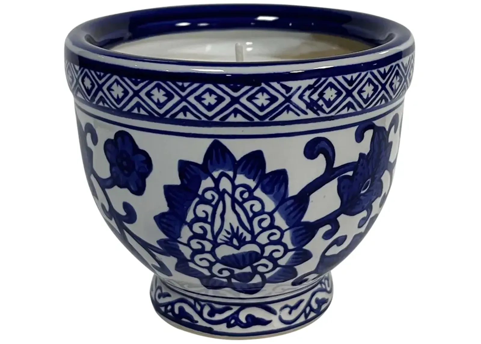 4", 6oz Bowl Chinoiserie Candle, Blue/white