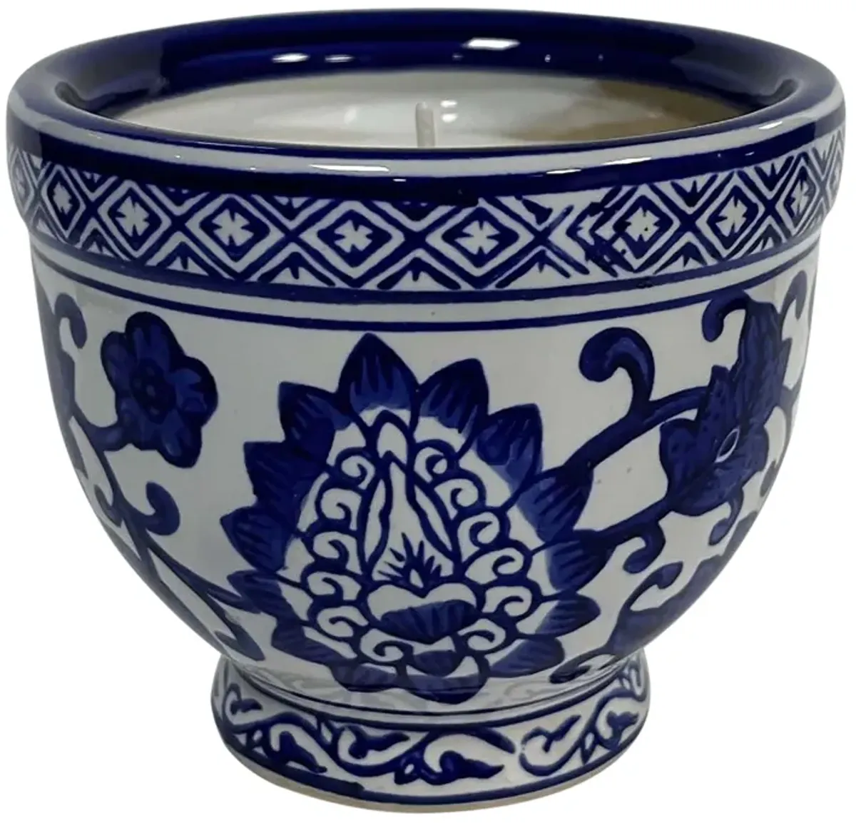 4", 6oz Bowl Chinoiserie Candle, Blue/white