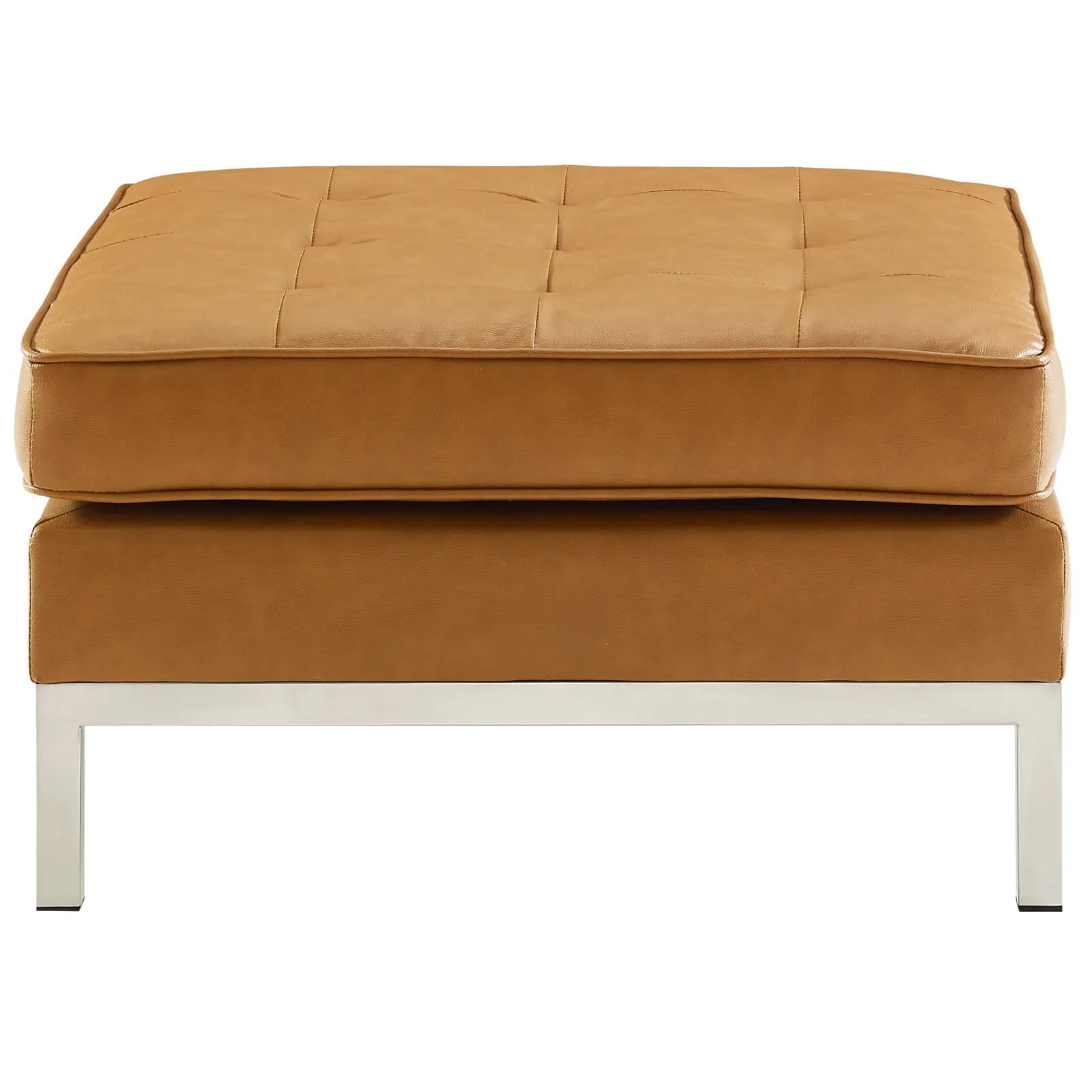 Loft Tufted Upholstered Faux Leather Ottoman