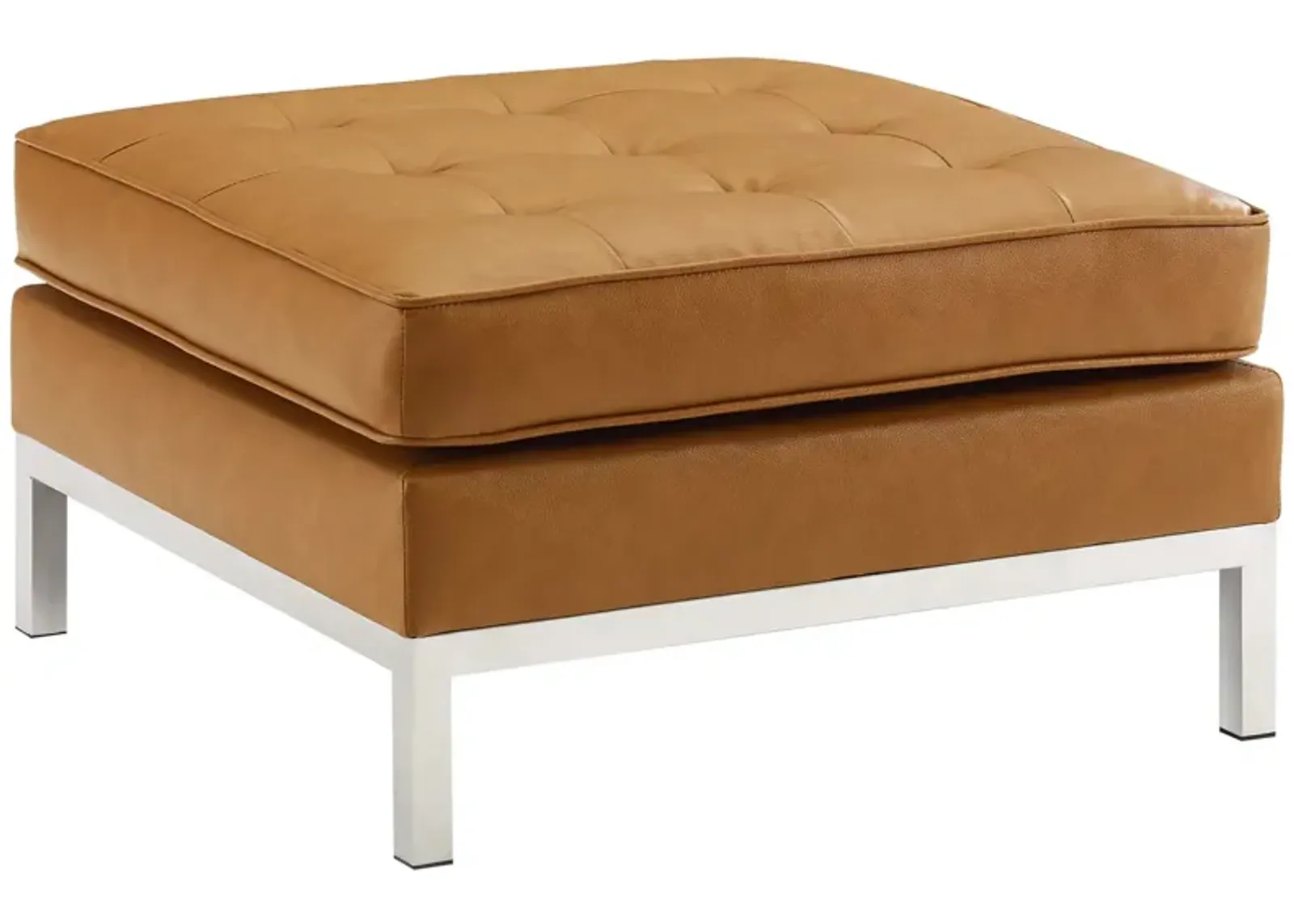 Loft Tufted Upholstered Faux Leather Ottoman