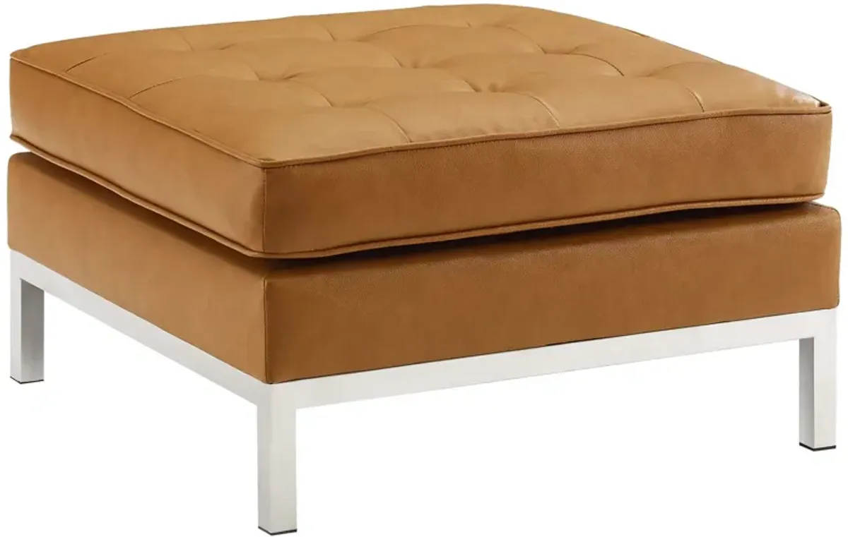 Loft Tufted Upholstered Faux Leather Ottoman