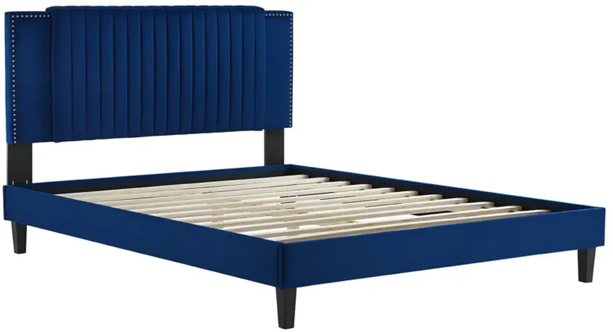 Zahra Channel Tufted Performance Velvet King Platform Bed