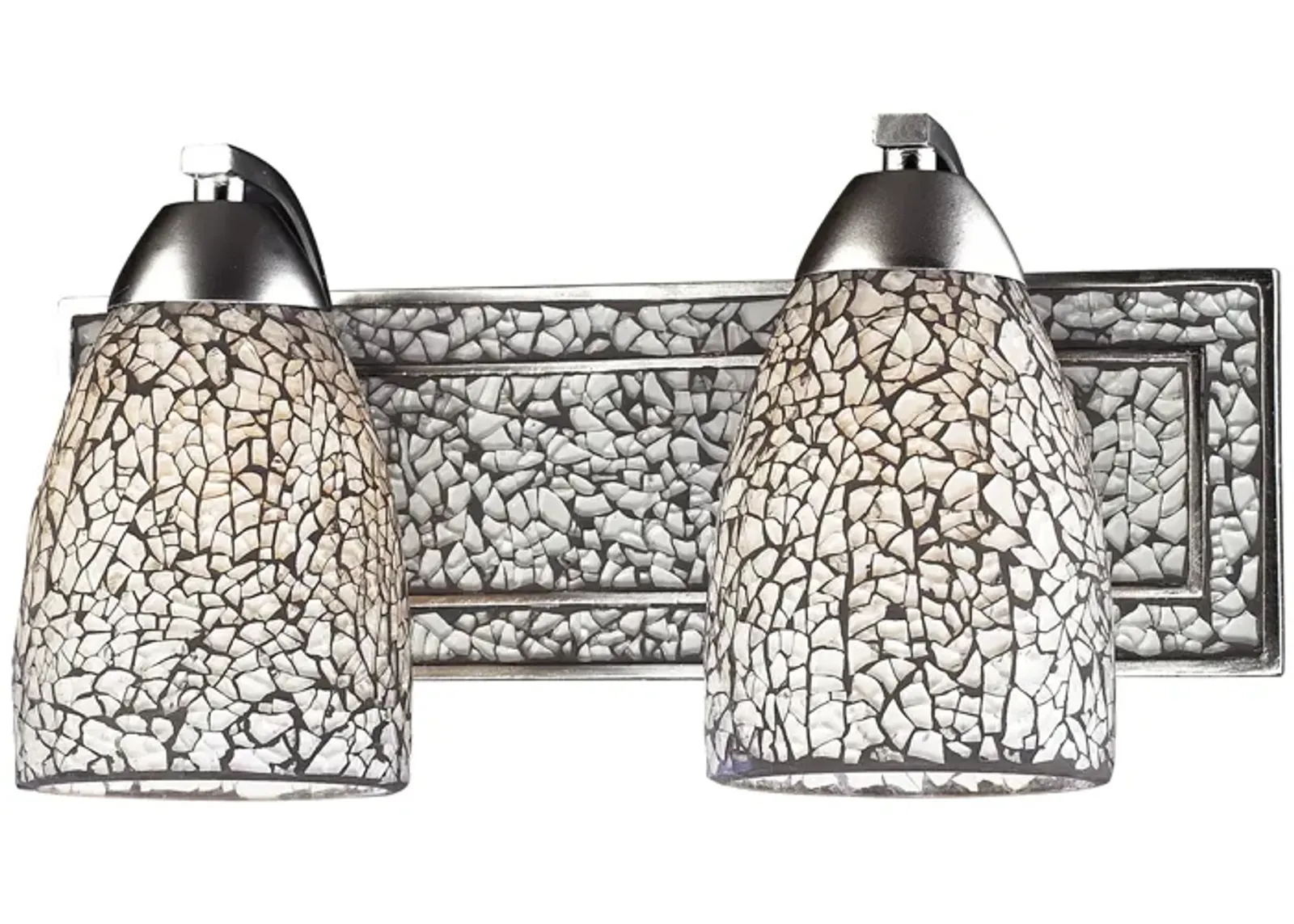 VANITY COLLECTION ELEGANT BATH LIGHTING 2-LIGHT WHITE CRACKLED GLASS and BACKPLA