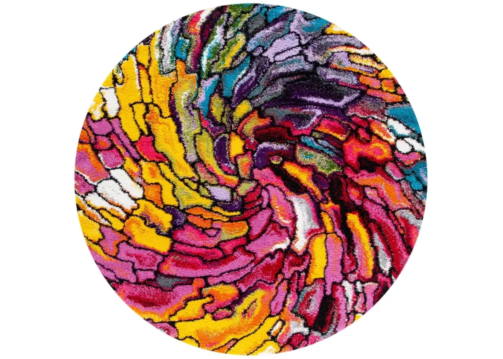 FIESTA SHAG 373 MULTI 5'-3' x 5'-3' Round Round Rug