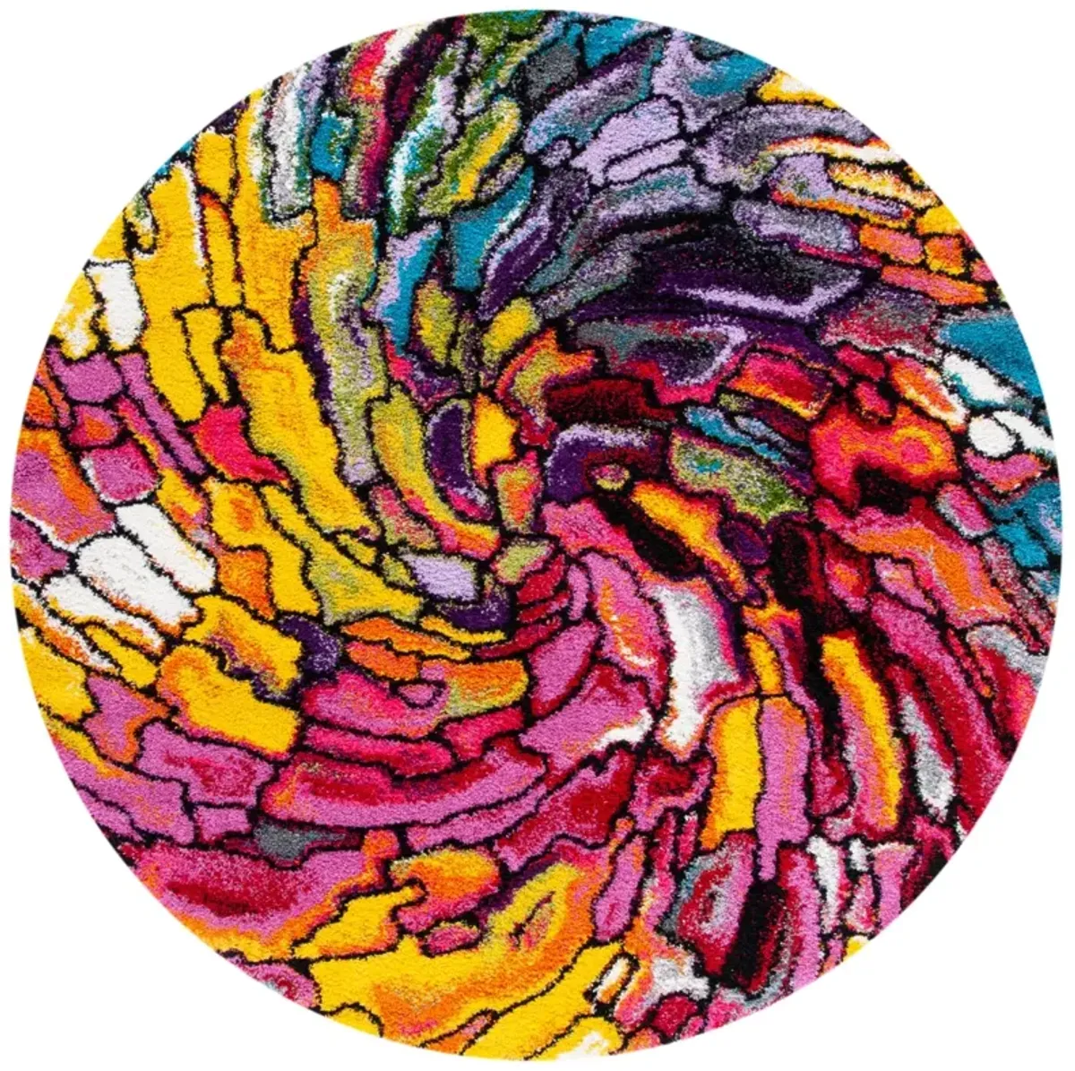 FIESTA SHAG 373 MULTI 5'-3' x 5'-3' Round Round Rug