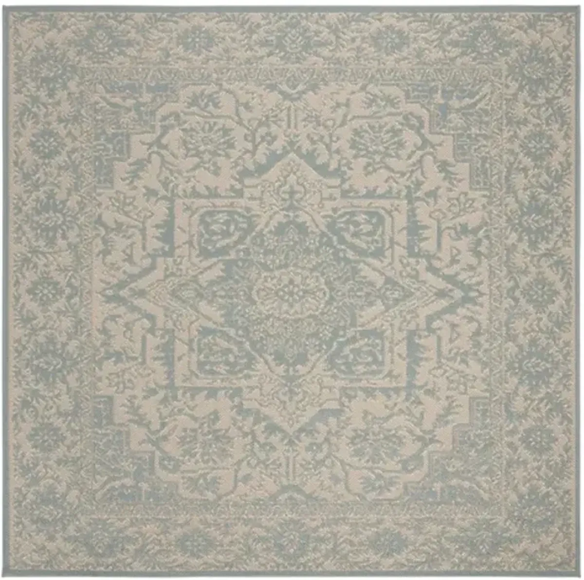 LINDEN 139 Collection LND139L-6SQ Cream / Aqua 6'-7" X 6'-7" Square