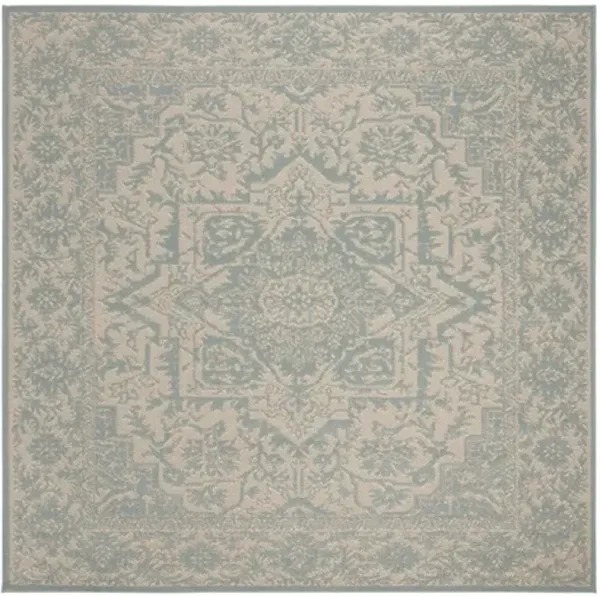 LINDEN 139 Collection LND139L-6SQ Cream / Aqua 6'-7" X 6'-7" Square