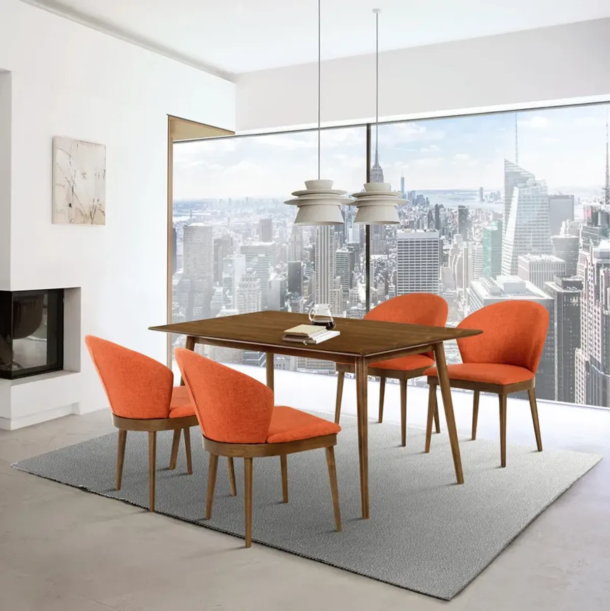 Westmont and Juno Orange and Walnut 5 Piece Dining Set