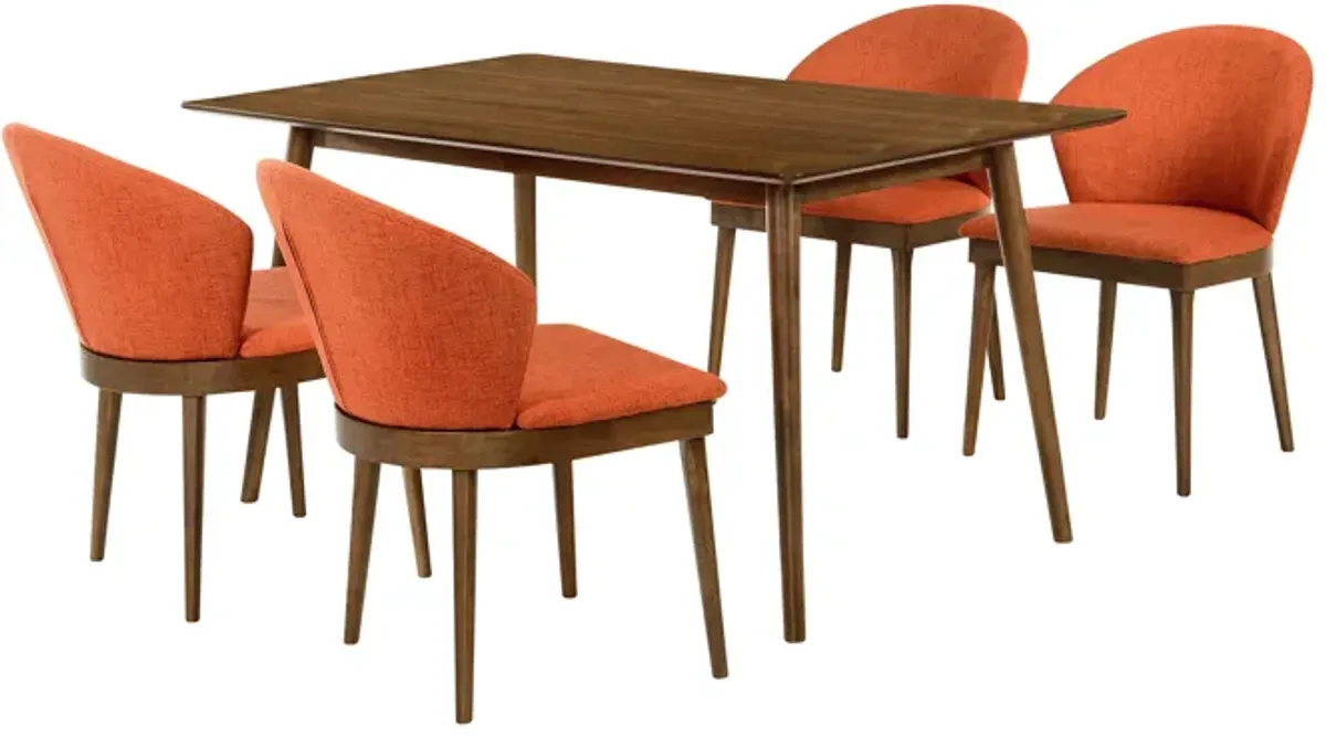 Westmont and Juno Orange and Walnut 5 Piece Dining Set