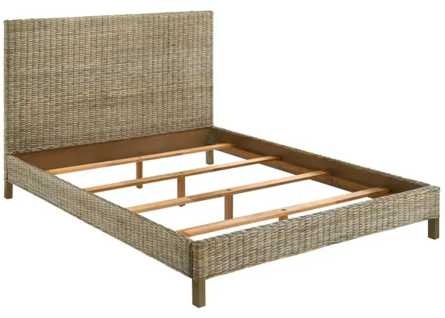 Zyla Woven Rattan California King Panel Bed Kubu Grey