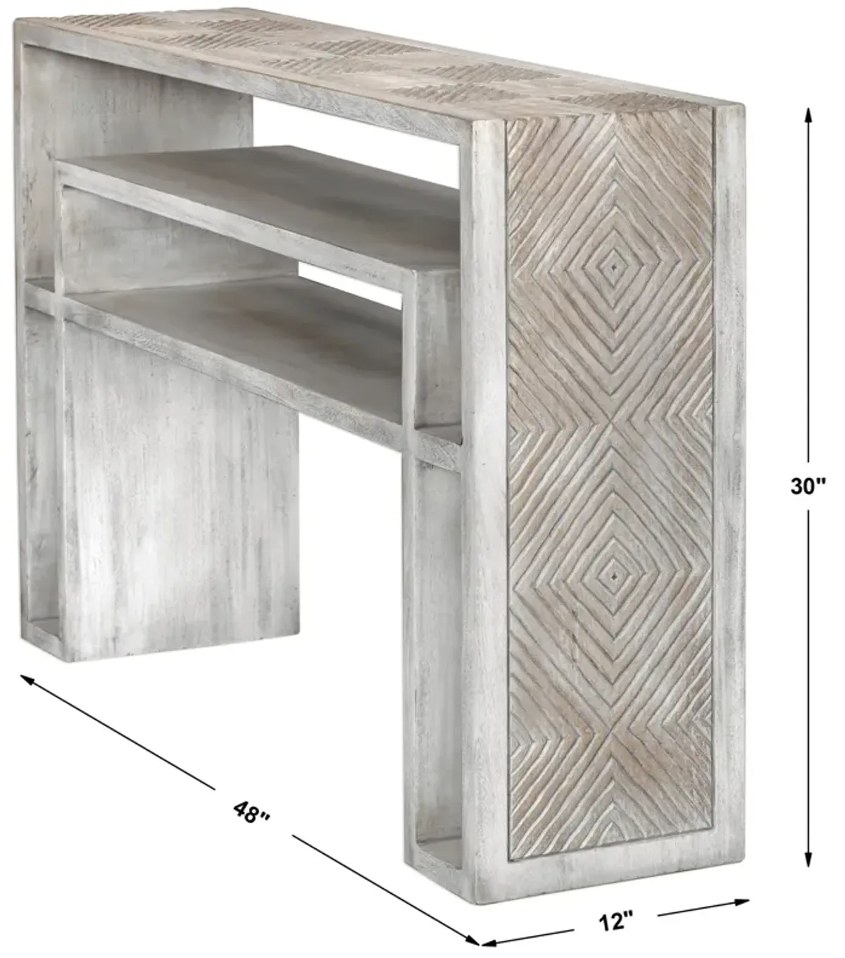 Genara Bone White Carved Console Table