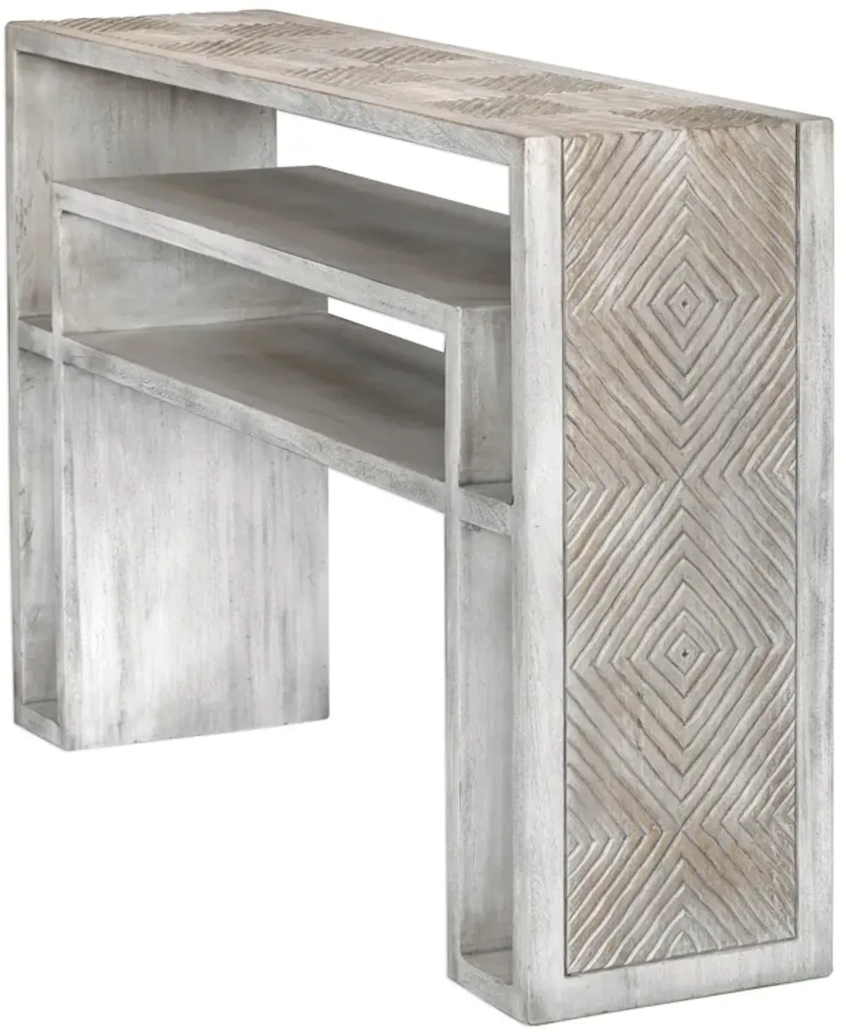 Genara Bone White Carved Console Table