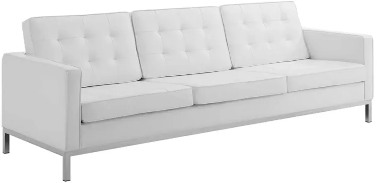 Loft Tufted Upholstered Faux Leather Sofa and Loveseat Set