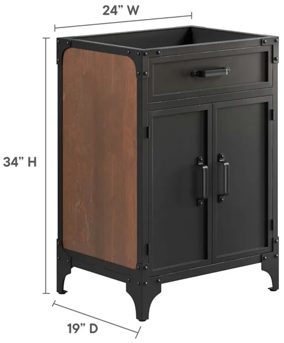 Steamforge 24" Bathroom Vanity Cabinet (Sink Basin Not Included)