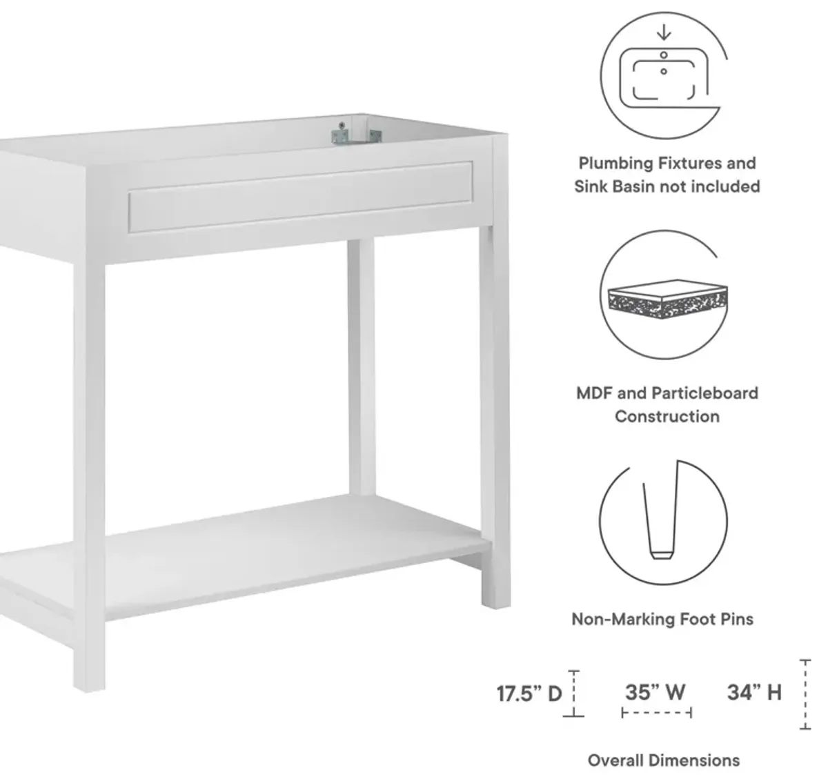 Altura 36" Bathroom Vanity Cabinet (Sink Basin Not Included)