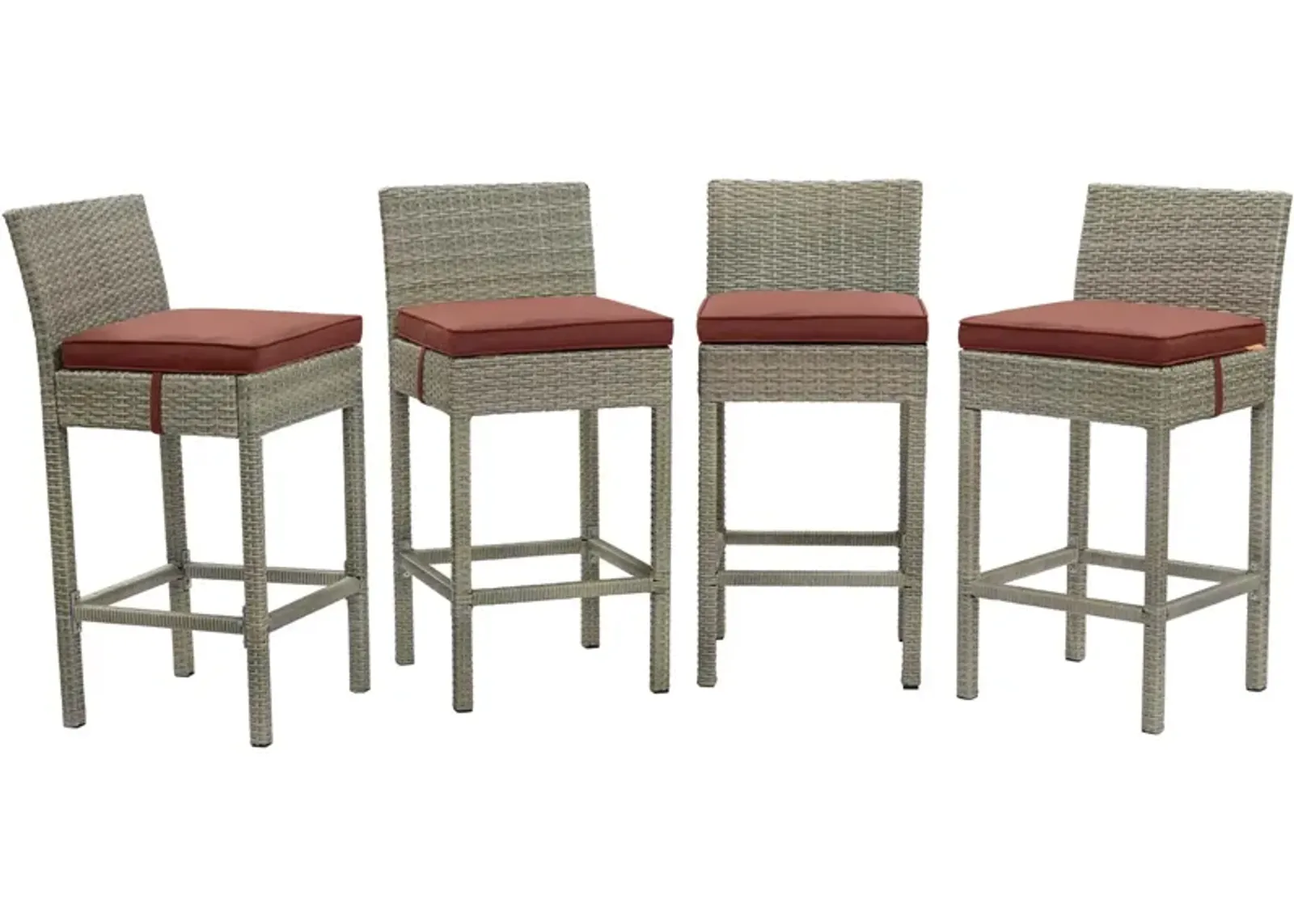 Conduit Bar Stool Outdoor Patio Wicker Rattan Set of 4