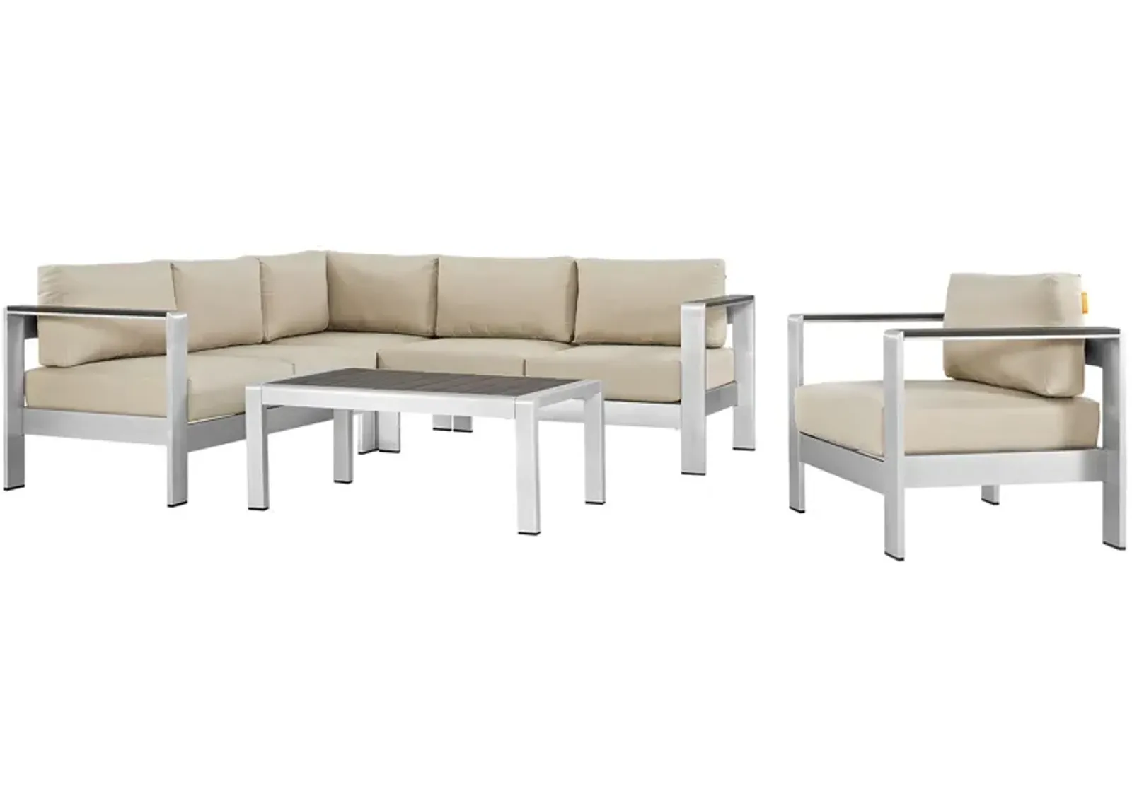 Shore 5 Piece Outdoor Patio Sectional Sofa Set