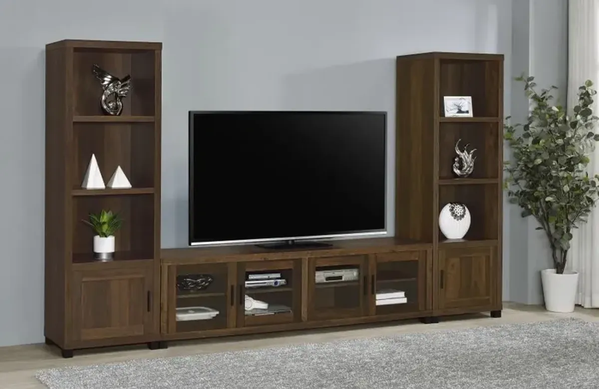 Sachin 3-piece Entertainment Center With 79" TV Stand Dark Pine