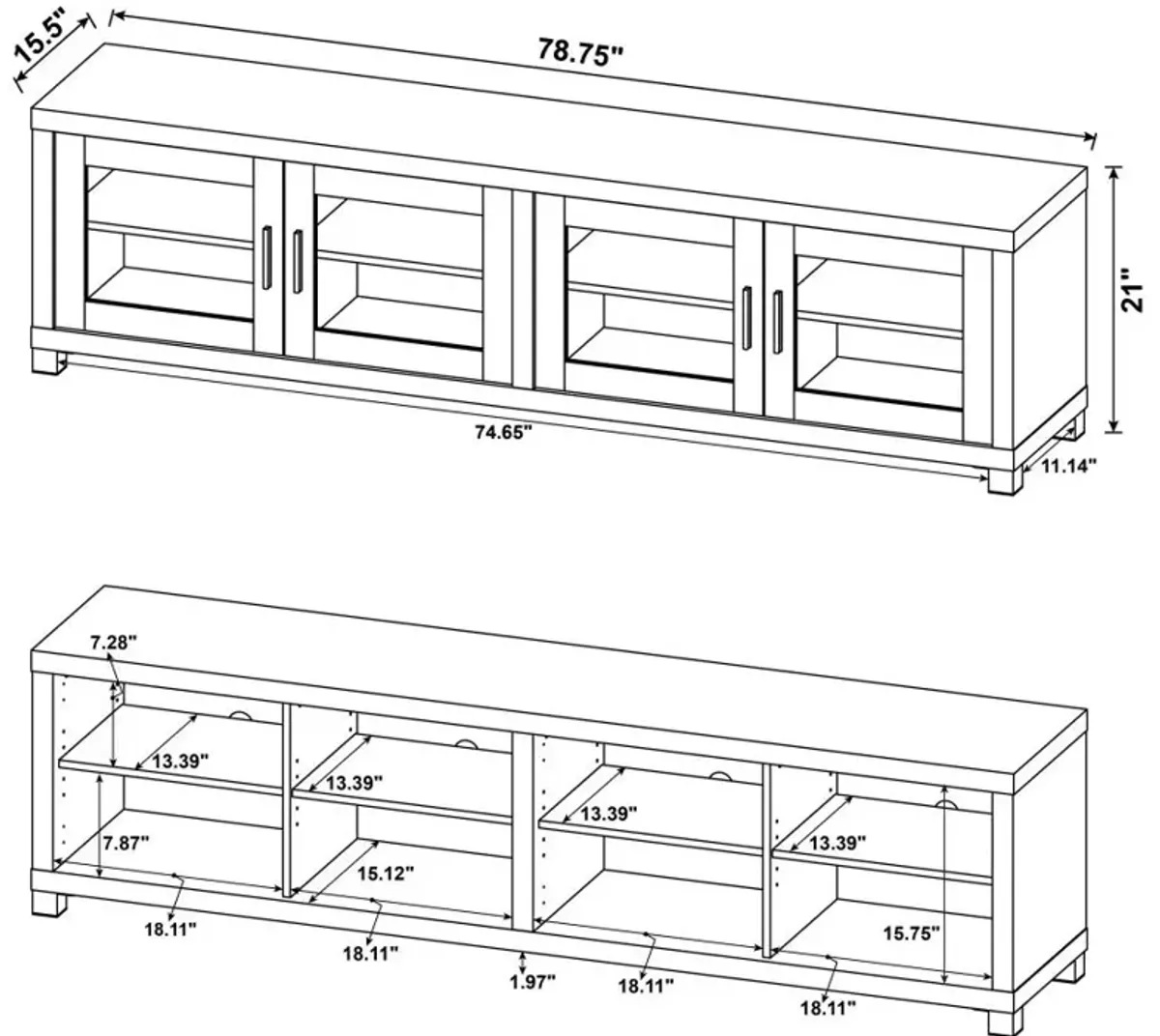 Sachin 3-piece Entertainment Center With 79" TV Stand Dark Pine