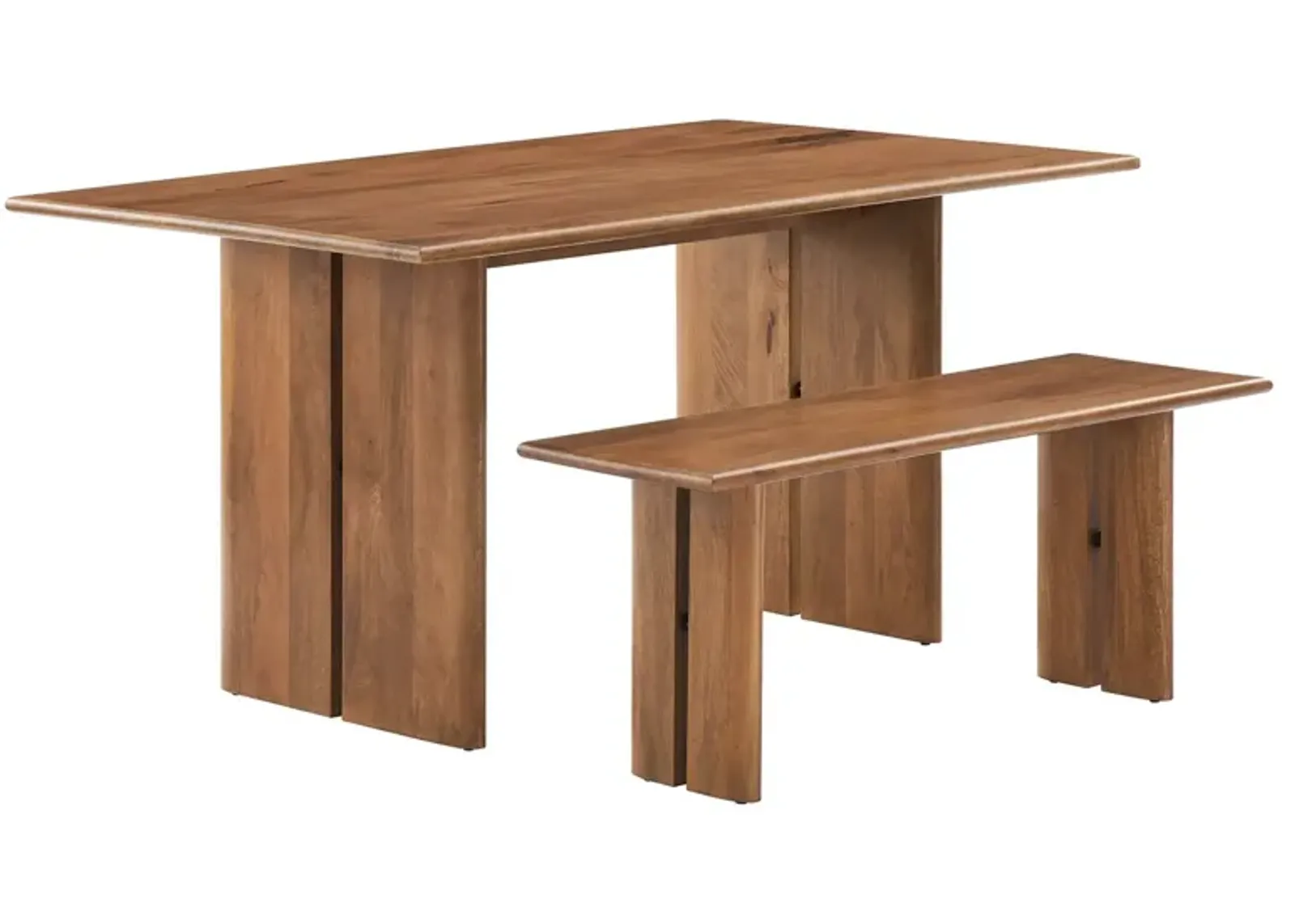 Amistad 60" Wood Dining Table and Bench Set