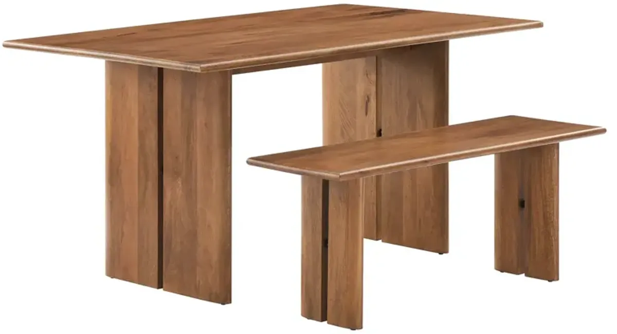 Amistad 60" Wood Dining Table and Bench Set