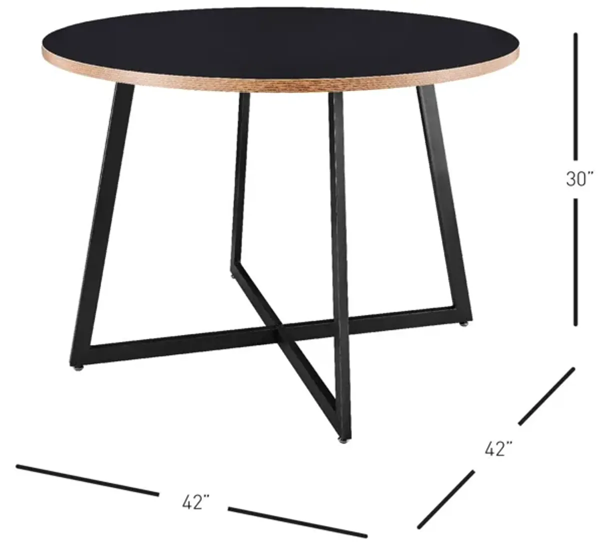 courtdale kd 42" round dining table, black(assembly required)