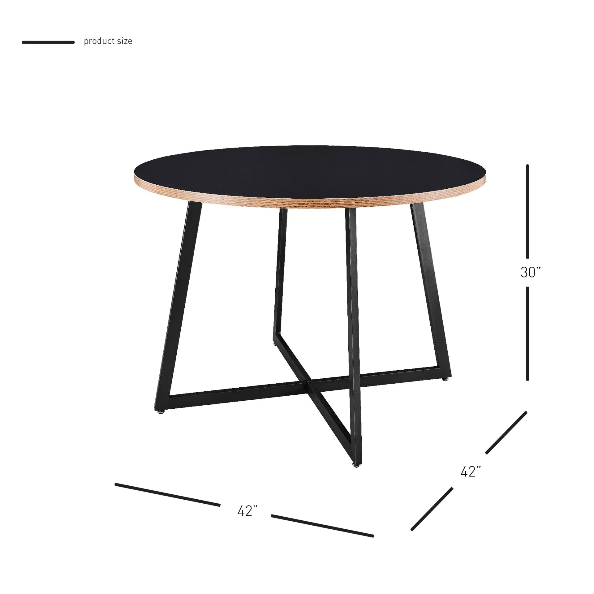 courtdale kd 42" round dining table, black(assembly required)