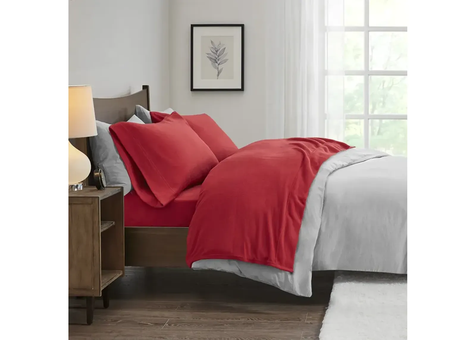 True North by Sleep Philosophy Micro Fleece Red Sheet Set