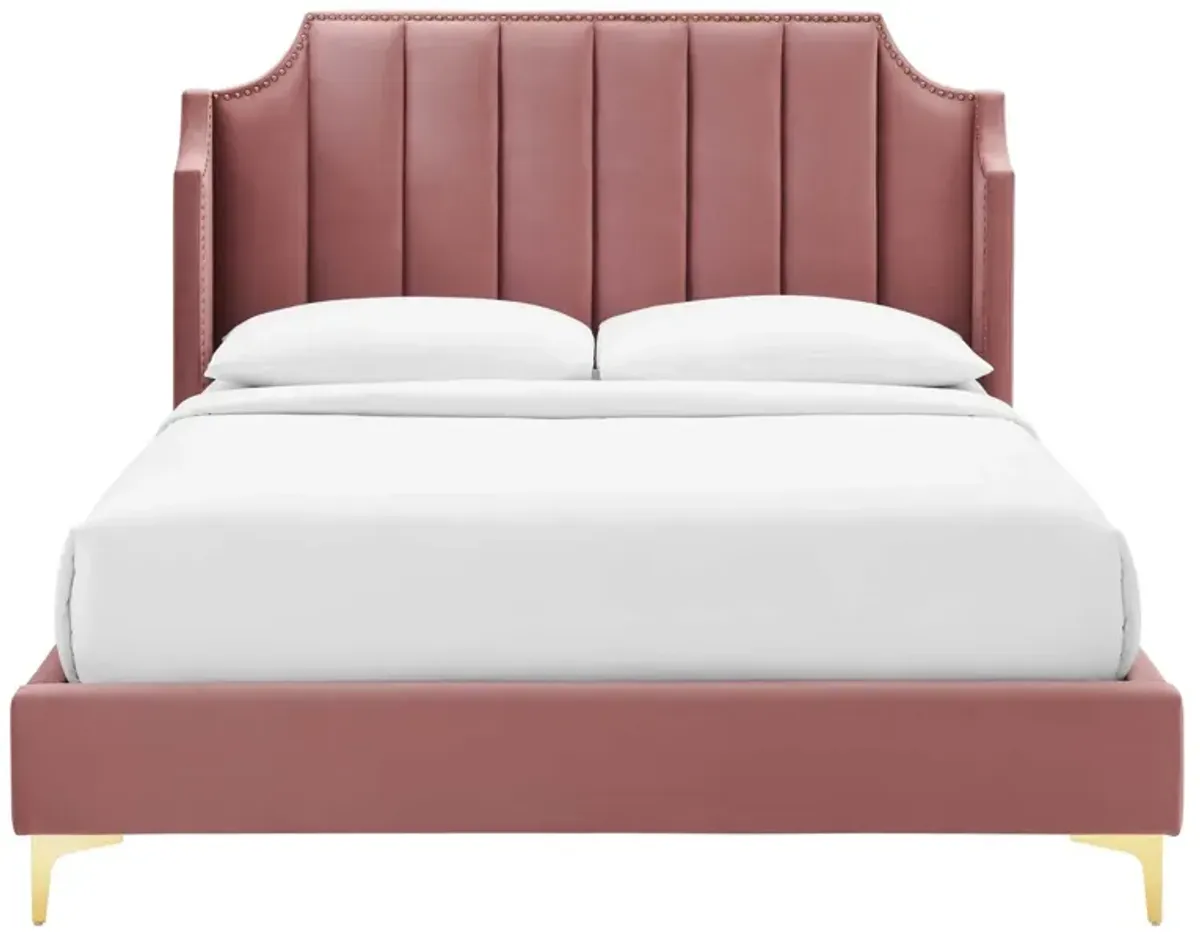 Daniella Performance Velvet Queen Platform Bed