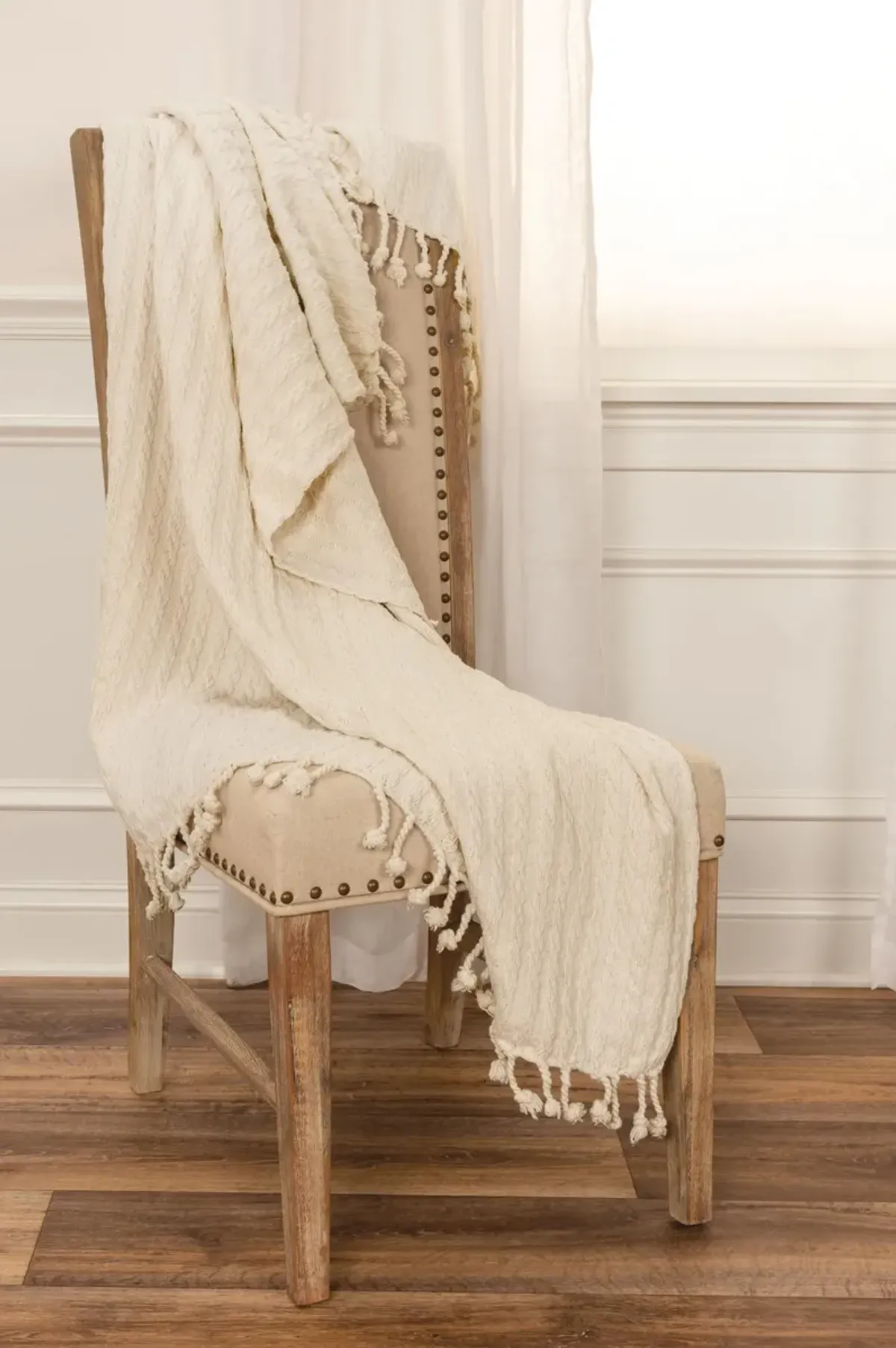 Cable Knit Ivory Throw